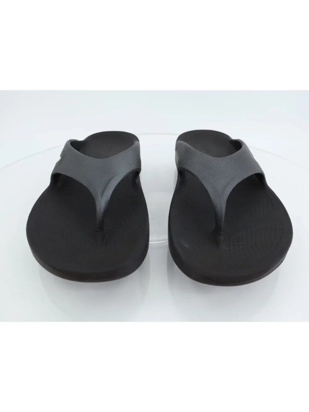 Oofos Mens OOriginal Sandal Size 10 Recovery Sport Slide Thong Gray Black Shoe